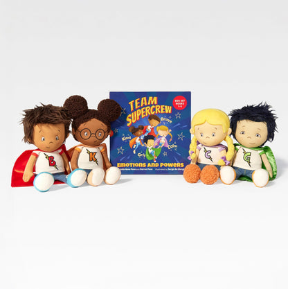 Team Supercrew - Emotions and Powers - 4 Book Box Set and 4 Plush Bundle