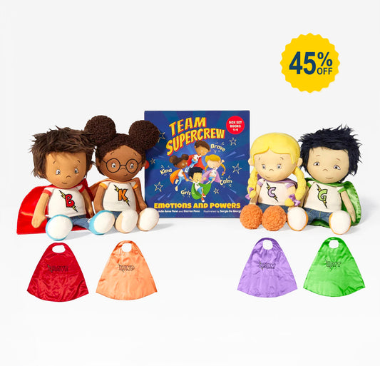 Ultimate Team Supercrew Bundle - 4 Book Box Set, 4 Plush Toys, and 4 Kids' Capes