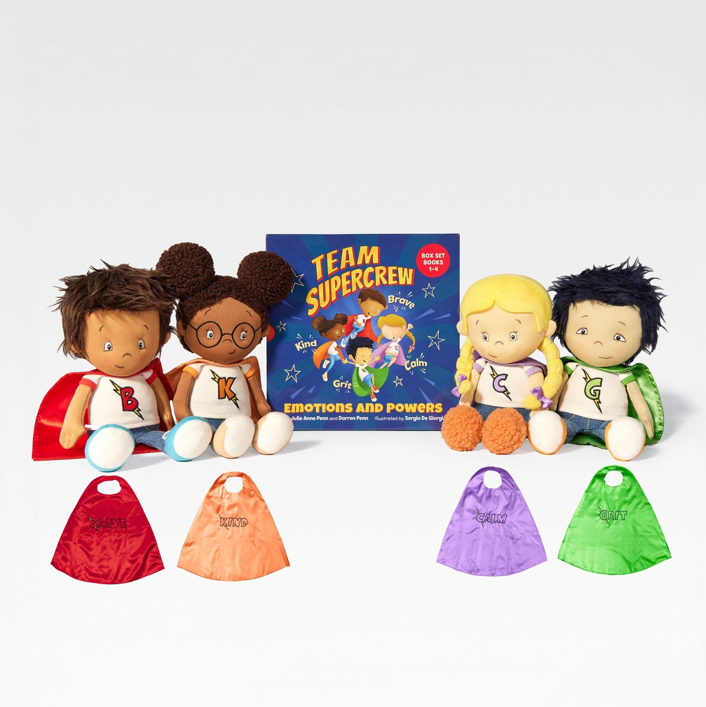 Ultimate Team Supercrew Bundle - 4 Book Box Set, 4 Plush Toys, and 4 Kids' Capes